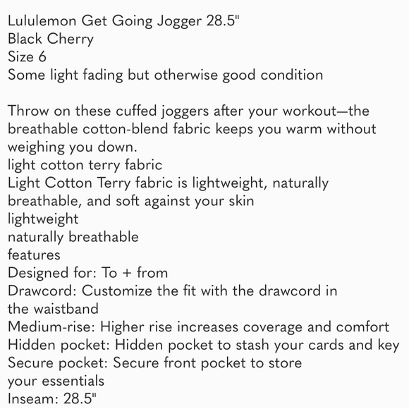 Lululemon Get Going Jogger 28.5" Black Cherry Size 6 - Picture 8 of 8